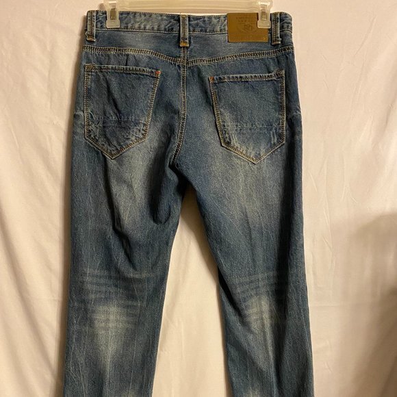 American Legacy Blue Jeans Men's Slim Straight 34X32 Distressed - Picture 2 of 11